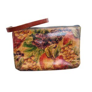 Patricia Nash Fruit Leather Wrislet Wallet, Brown, Zip Close, Apple Grape